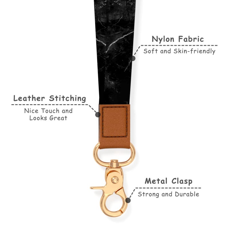 Hsxnam Neck Lanyard Key Chain  Long Lanyard Strap Keychain Holder for Women Men Car Keys ID Badges Card Wallet Phone Camera  Black Marble - Image 4